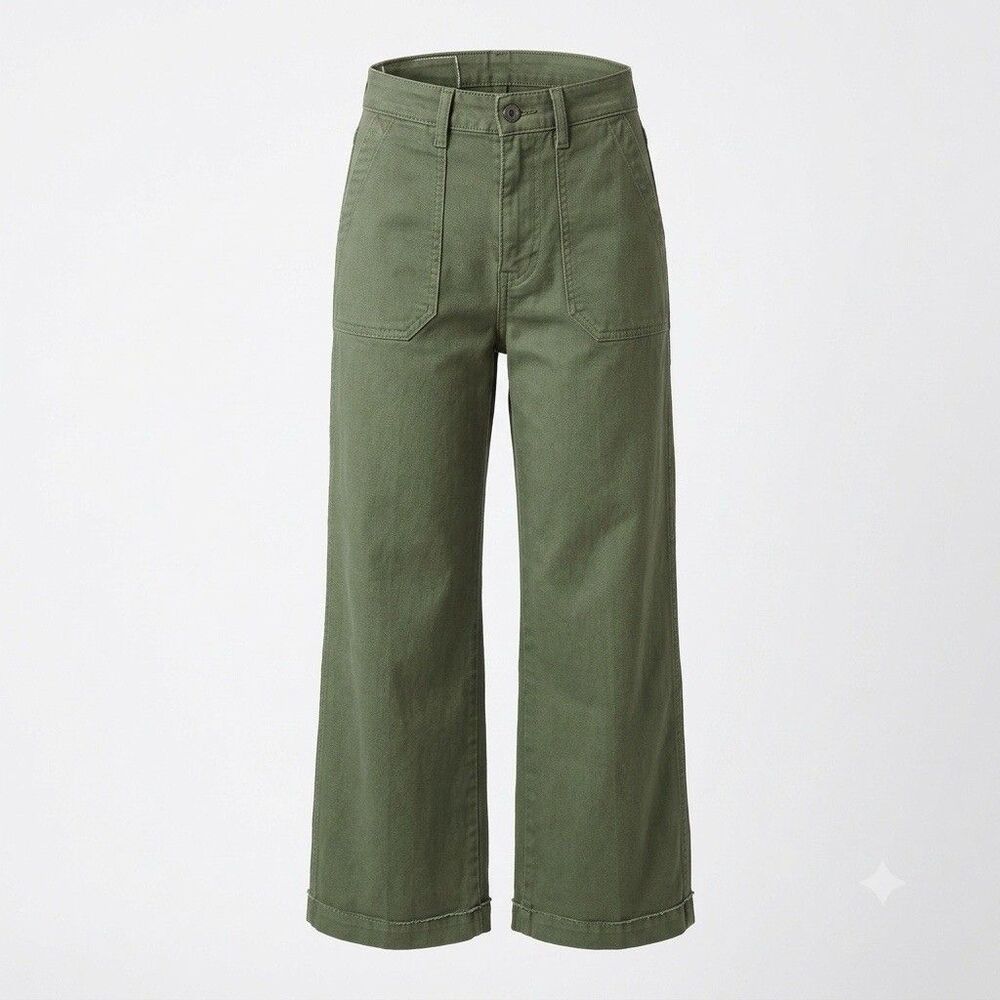 Levi's Women's 28 High Rise Olive Green Utility Carpenter Pants Wide Straight